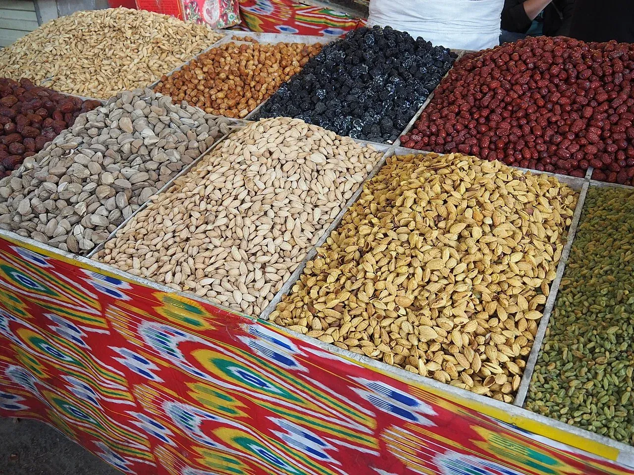 Nuts and dried fruit at Kashgar Bazaar. The market carries travellers’ memories and traders’ plans for tomorrow.