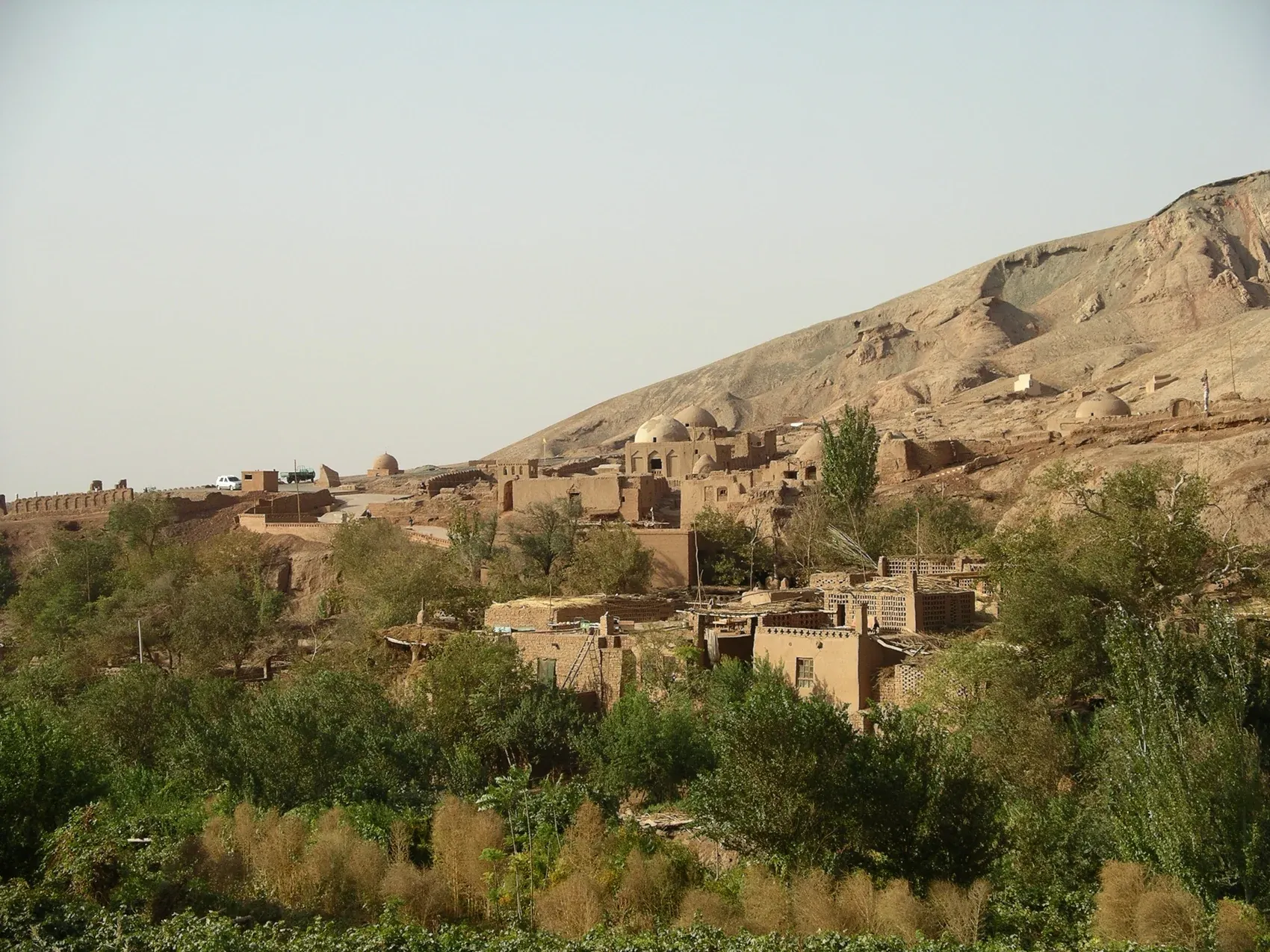 Tuyugou village. Unlike Jiaohe and Gaochang, this is still inhabited; historical landscape and present-day life have to share the same space.