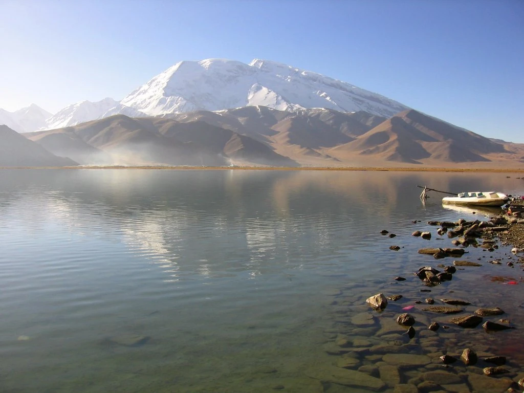 Karakul Lake with Muztagh Ata in the Pamirs