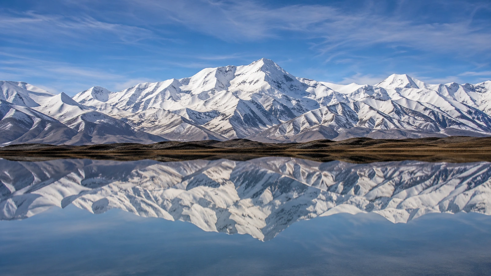 Karakul Lake beneath the Pamir mountains