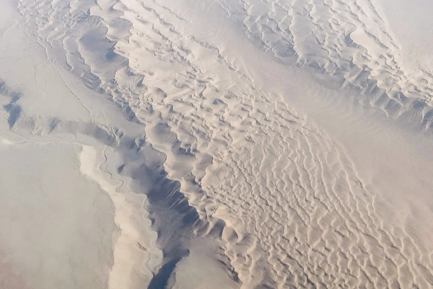 Aerial patterns across arid land near Lop Nur, Xinjiang