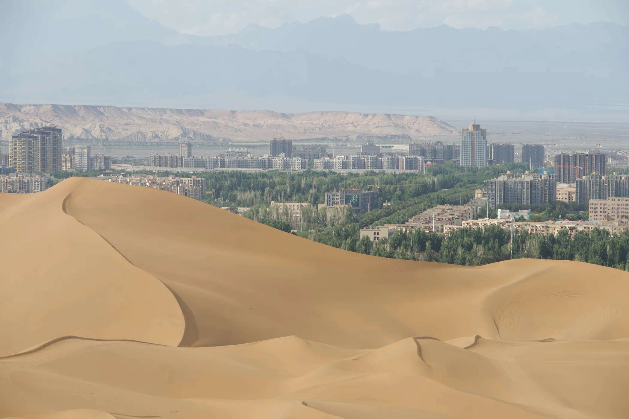 Kumtag dunes beside the urban edge of Shanshan, Xinjiang